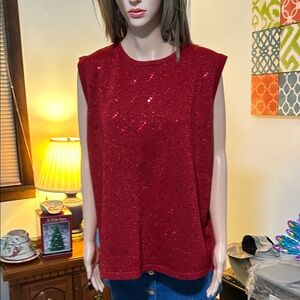 Dressbarn Women's Red Sequin Top 18/20